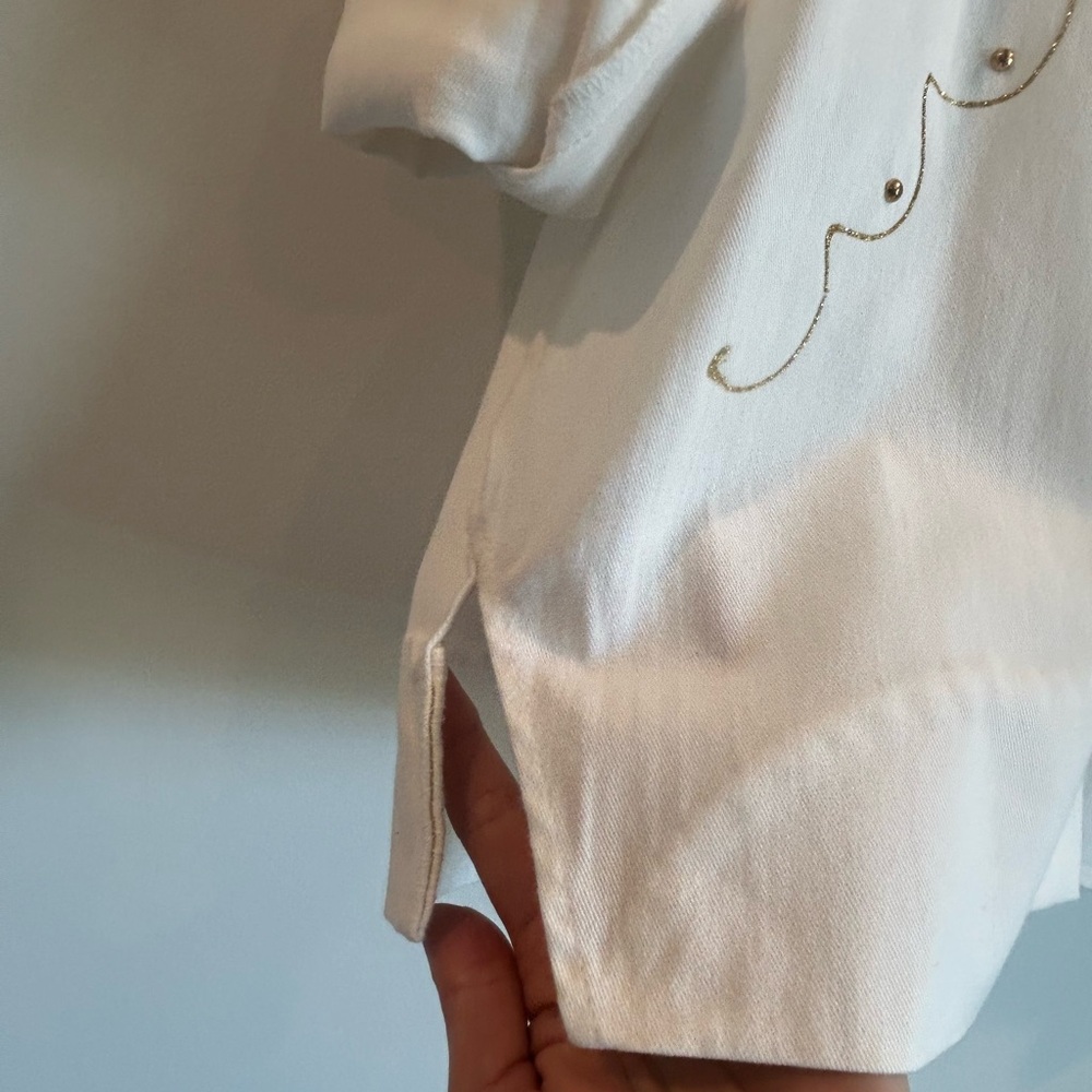 Vintage 80s White Denim Artistic Shirt - Picture 9 of 14